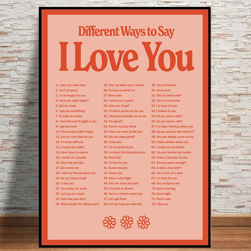 100 Ways to Say I Love You Wall Art