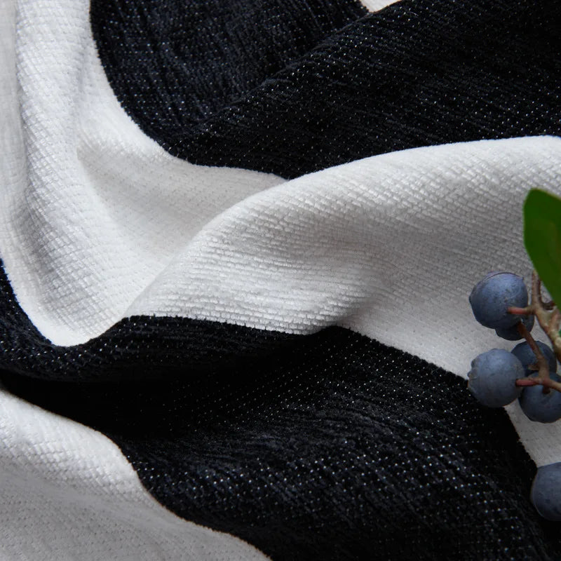 Obsidian Stripe Chenille Curtains