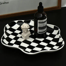 Load image into Gallery viewer, Checkered Ceramic Trinket Trays