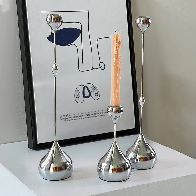 Silver Luxe Candlestick Holder Set
