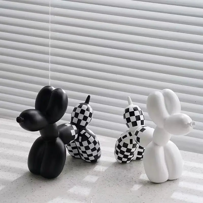 Checkered Balloon Dog Decor