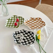 Load image into Gallery viewer, Checkered Ceramic Trinket Trays