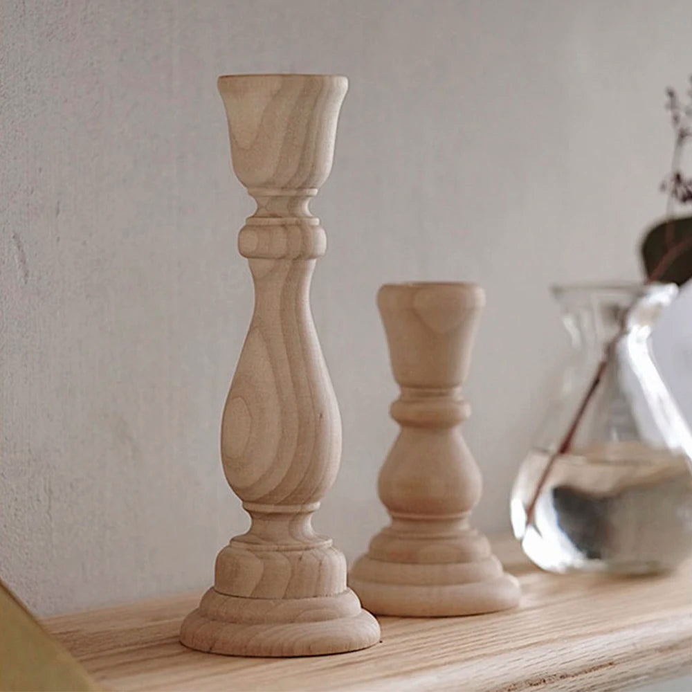 Artisan Wood Candlestick Holders