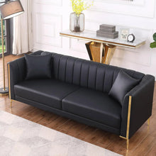 Load image into Gallery viewer, Golden Accent Leather Sofa
