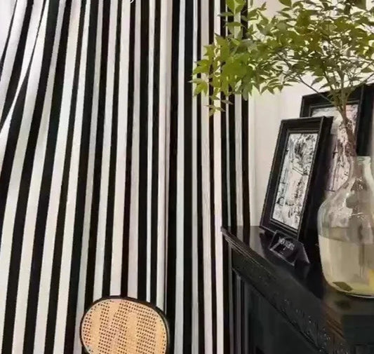 Obsidian Stripe Chenille Curtains