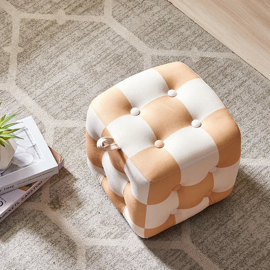 Checkered Cube Ottoman Stools