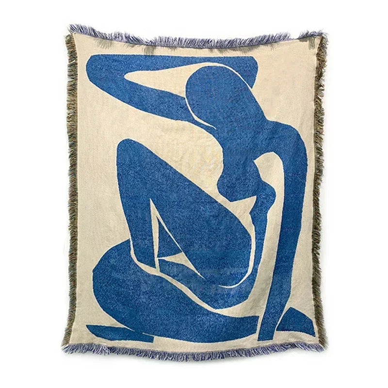 Woman in Blue Throw Blanket
