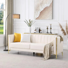 Load image into Gallery viewer, Golden Accent Leather Sofa
