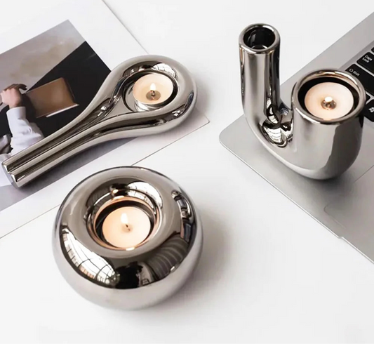 SilverLuxe Candlestick Holders