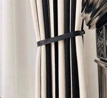 Load image into Gallery viewer, Obsidian Stripe Chenille Curtains
