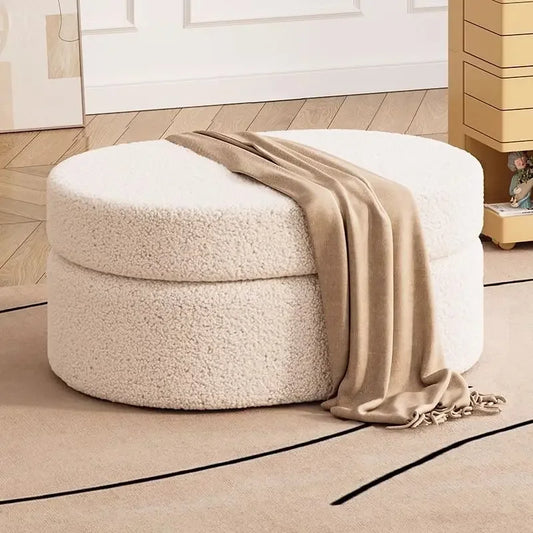 Nestled Boucle Ottomans