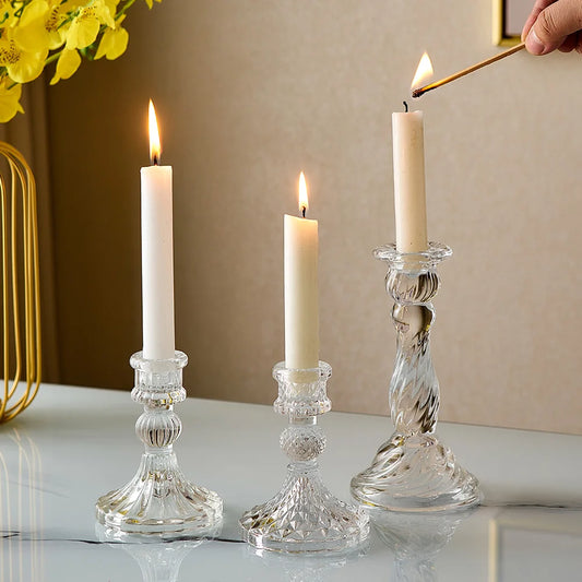 Gleaming Crystal Candlestick Holders