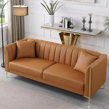 Load image into Gallery viewer, Golden Accent Leather Sofa
