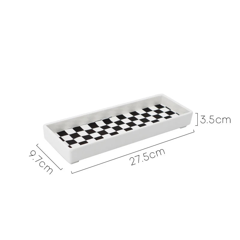 Midnight Checkered Trinket Trays