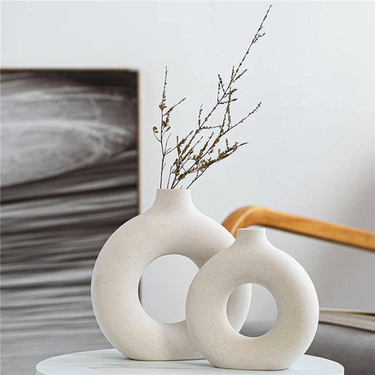 Minimalist Round Ivory Vases